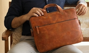 Full Grain Calf Leather Vintage Durable Large Capacity Laptop <b>Bag</b> for Men and Women Work 15 Inch - Product Image 1
