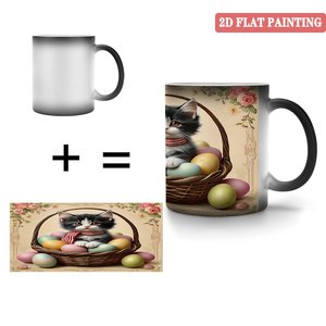 Mug à sublimation artisanal 11oz en céramique noire givrée, tasse magique changeante de couleur à la chaleur - Product Image 4