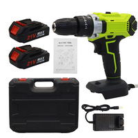 Taladro Inalámbrico de 21V con 2 Baterías, Kit de Herramientas Eléctricas con Estuche de Plástico para Taller y Construcción