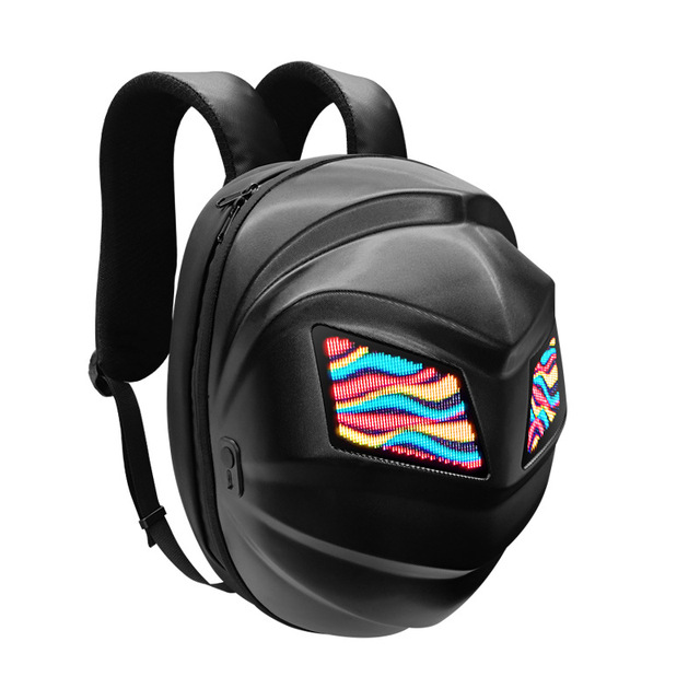 Black Knight LED Iron Man Biker Backpack Luminous LED Waterproof Motorcycle Riding Helmet Bag Backpack