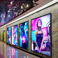 Cadre publicitaire avec lumière led pour film Menu de rétroéclairage de restaurant Cadre en aluminium Boîtes lumineuses en verre trempé