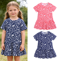 Robes d'été pour filles, robes trapèze mi-longues à manches courtes, vêtements pour enfants en coton respirant, robes pour filles en gros