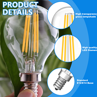 Ampoules LED à filament SMD G45 2700K E12 E14 avec couvercle en verre transparent pour éclairage résidentiel et industriel, ambiance chaleureuse