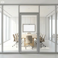Cloison de séparation en aluminium à vitrage simple avec bande centrale de 90 mm, durable, moderne, pour bureau, cloison en verre, absorption acoustique, école