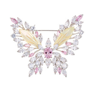 Butterfly Brooch Zinc Alloy Iridescent Mother Of Pearl Zircon Women's <b>Wedding</b> Fashion <b>Accessory</b> - Product Image 5