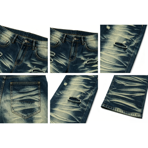 Pantaloni in denim lavato stampato eleganti e all'avanguardia, a vita bassa e vestibilità slim, per look hip-hop, punk e streetwear. - Product Image 5