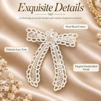 Applique en dentelle blanche avec nœud, perles et paillettes, patch brodé fait main pour cheveux, chaussures, chapeaux, sacs, mariages et projets DIY
