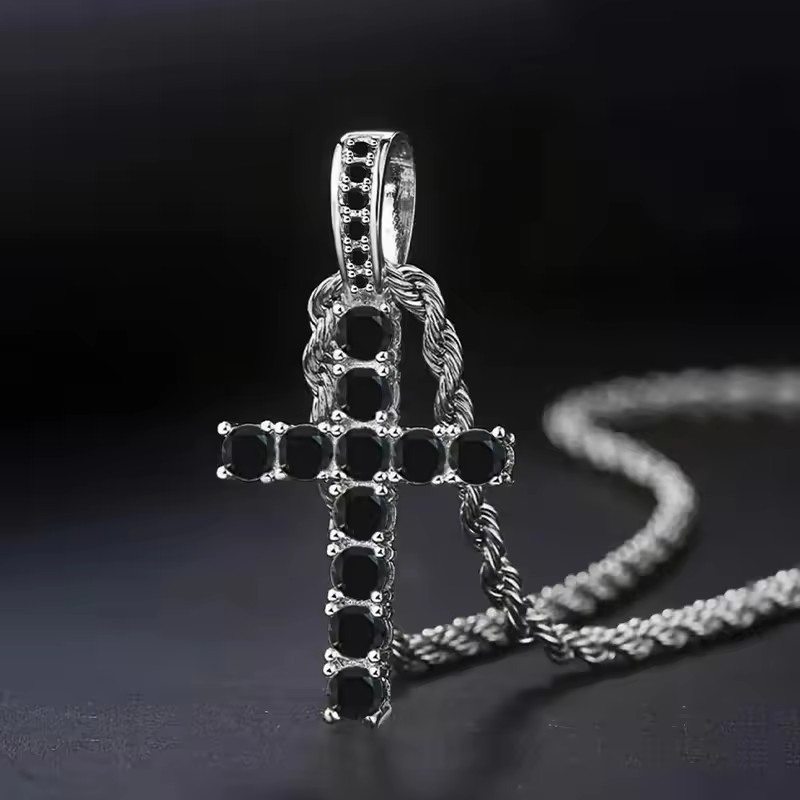 XL1562-Silver Black Stainless Steel Chain