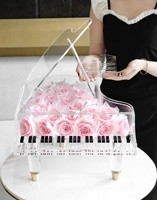 Luxueuze acryl piano bewaardoos met roos ornament voor de eerste akkoord-eternity flower gift Valentijnsdag Kerstmis housewarming