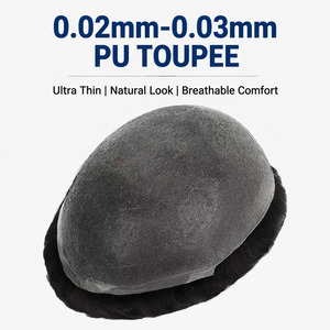 Toupee de Cabello Humano para Hombre de Alta Calidad, Ultrafino de 0.02-0.03mm, 100% Cabello Remy Indio Real, Base Completa de PU NG - Product Image 2