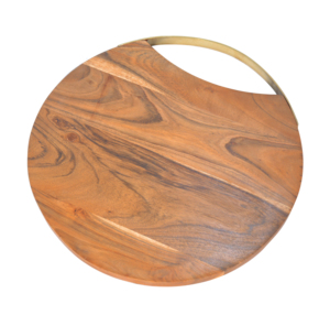 Planche à découper ronde en bois d'acacia durable pour la cuisine, les légumes, la pizza, le service des aliments, la maison, l'hôtel, le restaurant - Passe au lave-vaisselle - Product Image 3