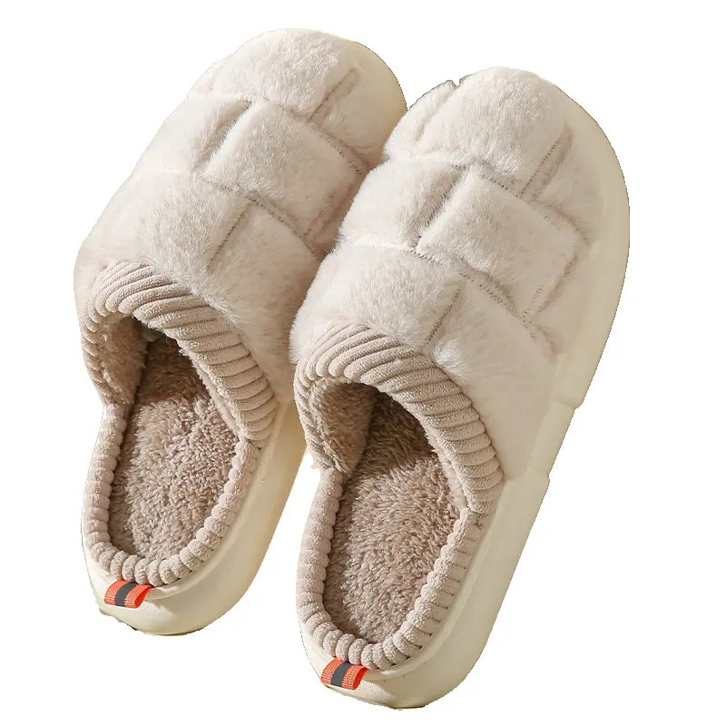 Factory Price Square Plaid Cotton Slippers Men Winter Soft Sole Non-slip Indoor  Home Warm Plush Women's Slippers Wholesale - Buy New Arrival New Plush  Cotton Slippers Women's Home Indoor And Outdoor Warm