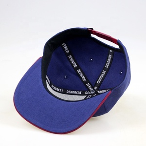 Werkseitige Lieferung von 2 Tone Snapback Hats Navy Blue Red Baumwoll kappe mit roter Krempe - Product Image 5