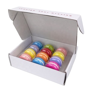 Custom Cardboard Corrugated Paper Box Dessert Donut Mailer Shipping Box For 12 Macaron Cookie Packaging