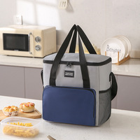 Tas Makan Siang Anti Air Berbahan Oxford Anyaman, Desain Kotak 18L, Dilengkapi Ritsleting, Portabel untuk Piknik Luar Ruangan 2 Orang