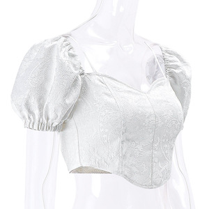 Sling manga corta Fit Casual diseños para mujer verano deportes Crop Tops camisas sin espalda blusa de Color sólido - Product Image 6