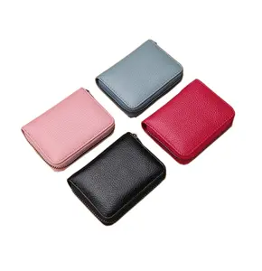 RFID genuine leather multi-position Credit card holder Men's card bag Women's zipper Small Purse wallet ID card holder