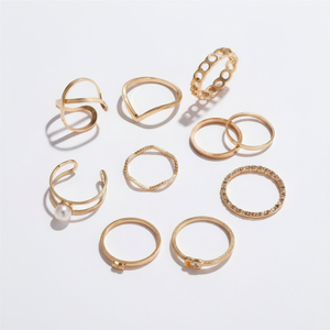 Vendita calda di tendenza di moda in acciaio inox oro coppia anelli elegante semplice Design Vintage apertura regolabile per le donne all'ingrosso - Product Image 2