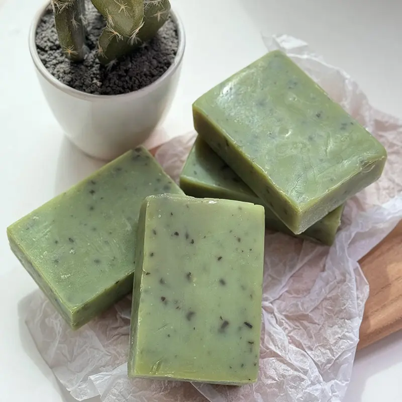 صابون مصنوع يدويًا من الزيوت العطرية العضوية الطبيعية 100 جم صابون مصنوع يدويًا بالشاي الأخضر لترطيب وتنظيف العميق