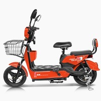 Vélo électrique à deux roues avec siège arrière confortable, amortisseur, moteur électronique sans balais, 3 vitesses, léger, pour les trajets urbains