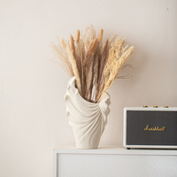 Vase plat en céramique mate semi-artisanale, design feuille de bananier, style minimaliste moderne, pour arrangement floral créatif, décoration de table de salon