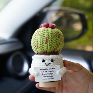 <span class=keywords><strong>Cactus</strong></span> de <span class=keywords><strong>Flores</strong></span> Tejidas a Crochet Hechas a Mano, Decoración para el Hogar, Bonito Ramo de Tulipanes de Simulación - Product Image 2