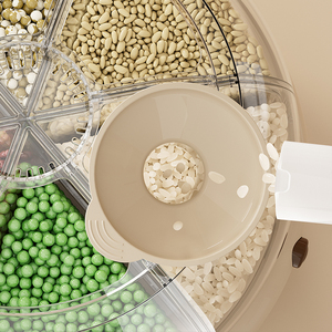 Modern 6-Grid Rotating <strong>Plastic</strong> 10L Capacity Moisture-Proof Glossy Finish Multifunctional Kitchen Rice Cereal Grain <strong>Storage</strong> <strong>Bins</strong> - Product Image 3