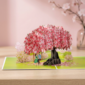 Carte pop-up 3D en papier artisanal, motif arbre de cerisier rose, cadeau Saint-Valentin, artisanat vietnamien, vente en gros - Product Image 4