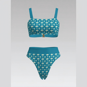 Premium Elegant <b>Square</b> Neck <b>Adjustable</b> Strap Breathable Thong Bikini Set for Wholesale Beachwear - Product Image 1