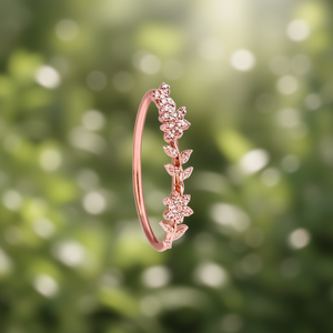 Orecchini a polsino E2331 in oro rosa con design floreale, cristalli e strass incastonati, romantici da donna per l'uso quotidiano - Product Image 2