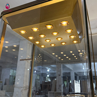 Présentoir de Bijoux en Verre Trempé à Cadre Doré Cannelé Personnalisé OEM Sundo Factory pour Vitrine de Magasin