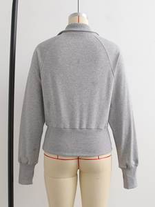 Luluxiyaya 3D vera doppia tasca corta girocollo mezza Zip 2024 autunno <span class=keywords><strong>felpa</strong></span> larga donna - Product Image 4