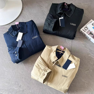 Nieuwe <span class=keywords><strong>Pl</strong></span> High Edition Heren Casual 100% Katoenen Jack Lange Mouw Opstaande Kraag Rits Voorkant Logo Borduurwerk Amerikaanse Revers Stijl - Product Image 1