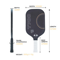 USAPA approuvé 16mm Pro Level Pickleball Paddle Raquette 18K En Fiber De Carbone Edgeless Cadre Portable Thermoformé Nid D'abeille Noyau PP