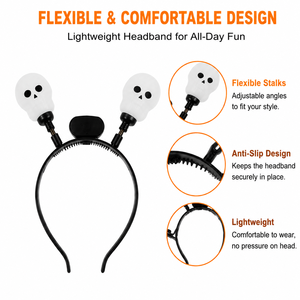 Serre-tête lumineux Crâne Ultra Lumineux Néon Brillant Haute Visibilité Halloween Nouvel An Rentrée des Classes Cadeau de Fêtes Vente Directe Usine - Product Image 5