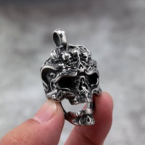 Yunnique-collar con colgante de calavera para hombre, de acero inoxidable, estilo Punk, diseño geométrico asimétrico, joyería de moda - Product Image 4