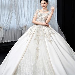 Vendita diretta in fabbrica di perline <span class=keywords><strong>per</strong></span> unghie in raso abito da sposa in raso avorio abito da sposa abito da sposa - Product Image 3