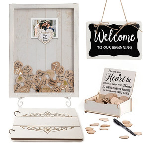 Livre d'or pièce maîtresse de <span class=keywords><strong>table</strong></span> rustique fournitures de <span class=keywords><strong>décoration</strong></span> de <span class=keywords><strong>mariage</strong></span> coeur livre en bois livre d'or livre d'or cadre alternative - Product Image 6