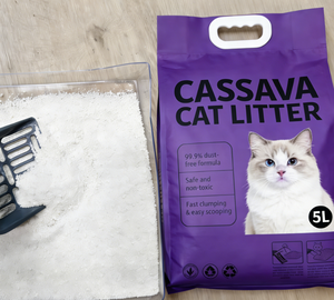 Areia para Gato Antibacteriana Branca de Mandioca Biodegradável à Base de Plantas com Sensação de Almofada Macia, Agregação Rápida e Fácil de Coletar - Product Image 1