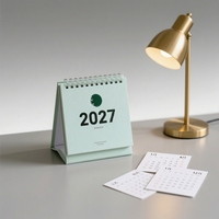 Calendrier de bureau personnalisé de la série Daily Series, en or blanc, avec tampon, 2027, calendrier mensuel créatif, calendrier de table innovant