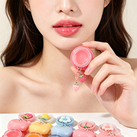 Promo! Krim Pelembab Bibir Rasa Buah Strawberry Alami Organik, Bentuk Kaleng Cantik dengan Gantungan Kunci Bunga