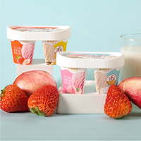 Pot à yaourt jetable 110 ml à double compartiment IML, en plastique PP de qualité alimentaire, avec couvercle, pour desserts et garnitures.