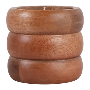 Candela in Legno di Mango Scanalato Profumata alla Vaniglia Stile Pilastro per Decorazione Interna ed Esterna - Product Image 5