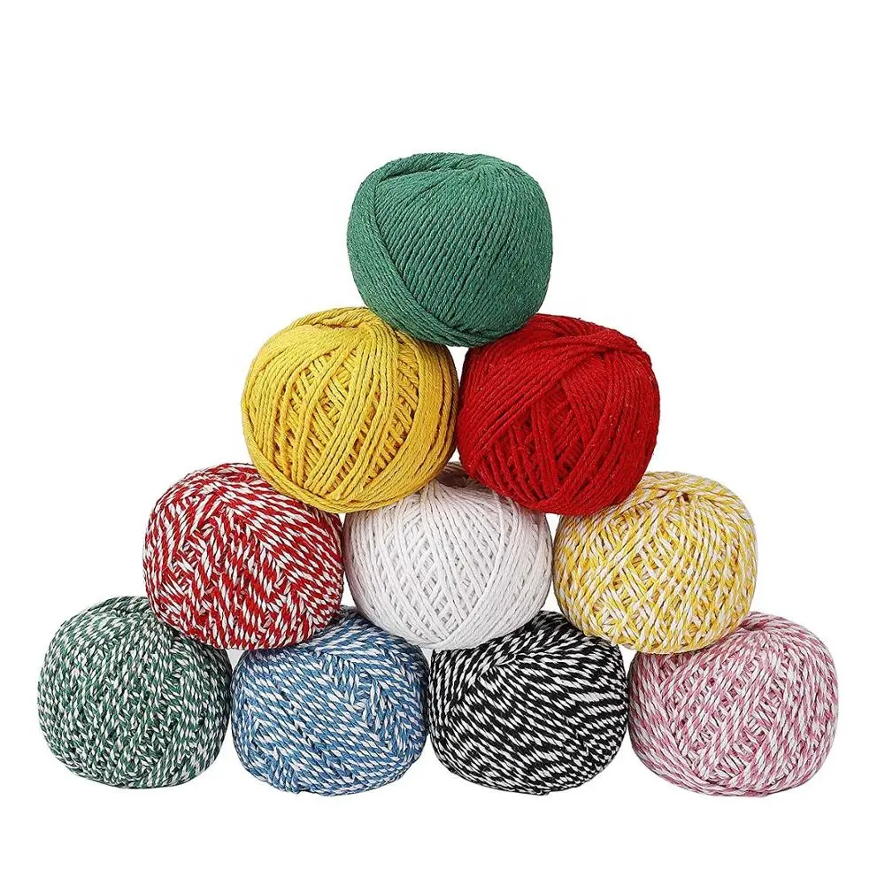 SR 75m 1.5mm 1/16'' Red And White Bakers Twine 8 PLY Cotton String, Christmas Cotton String Rope Twine Ball