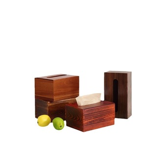 Caja de pañuelos de madera maciza de color natural, multifuncional, para uso en el hogar, sala de estar, dormitorio, mesa de centro - Product Image 1