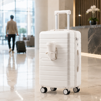 Valise rigide ABS+PC avec poignée en tissu, porte-gobelet, port USB, serrure TSA, roulettes pivotantes, unisexe, voyage, OEM, ODM, logo personnalisé
