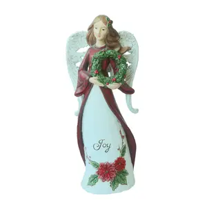 Estatuetas de resina pintadas à mão 12 polegadas, modelo de estatueta de anjo com pássaro