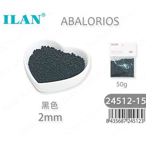 Perline nere da 2 mm Ilan Abalorios, 50 g, per la creazione di gioielli - Product Image 1