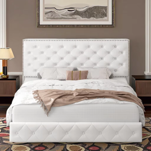 Échantillon Gratuit Lit Double avec Rangement Tête de Lit Haute en Cuir Capitonnée Lit Simple Double Luxe <span class=keywords><strong>Matrimonial</strong></span> King Size avec Système de Levage à Gaz - Product Image 1