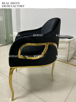 Table à manger ronde et chaises de salle à manger légère et minimaliste de luxe en cuivre et acier inoxydable avec cadre en or pour restaurant et maison